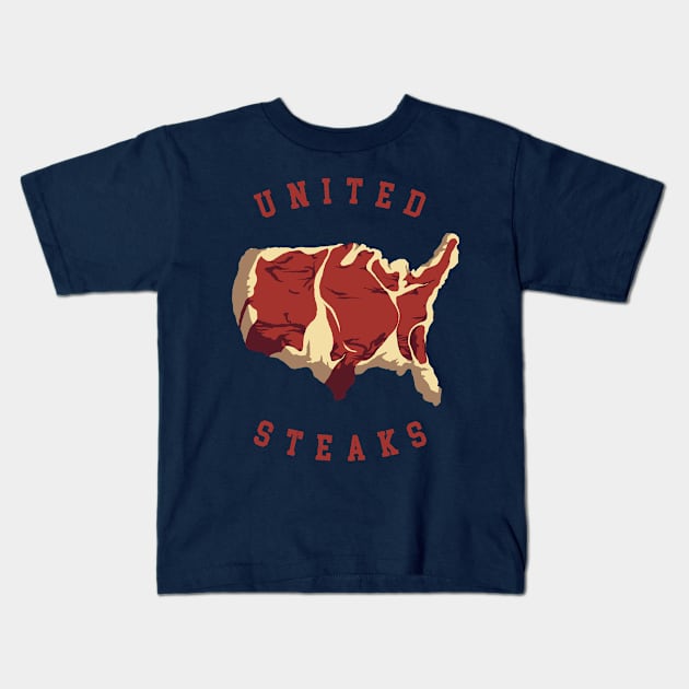 United Steaks of America US Map Meat Lover Kids T-Shirt by vo_maria